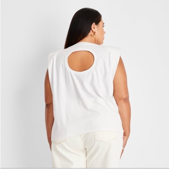 💜 Future Collective Kahlana Barfield Brown Sleeveless Cut-Out Back Knit T-Shirt - Picture 2 of 10
